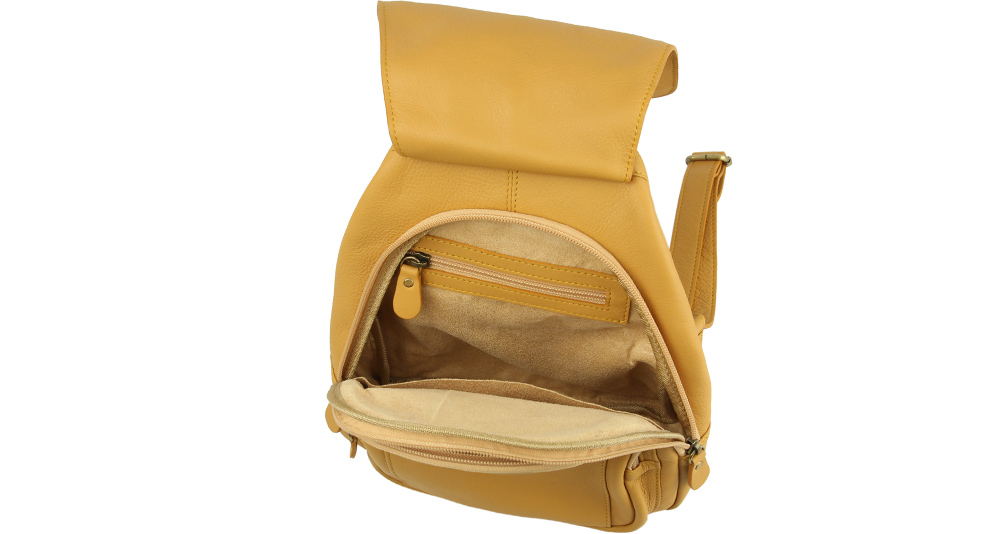 кожаный желтый женский рюкзак