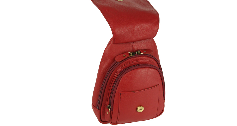 красный женский рюкзак из натуральной кожи