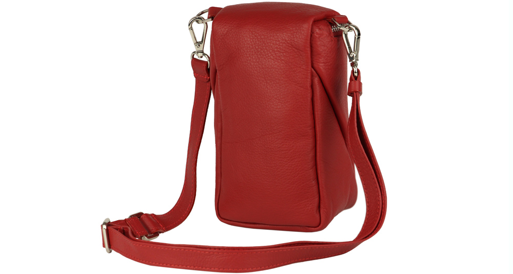 красная кожаная вертикальная кросс-боди сумка для жены