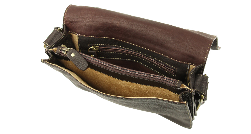 коричневая кожаная планшетная сумка среднего размера
