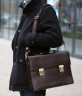 Классический мужской портфель из гладкой кожи Bufalo LBJ-08 коричневый
