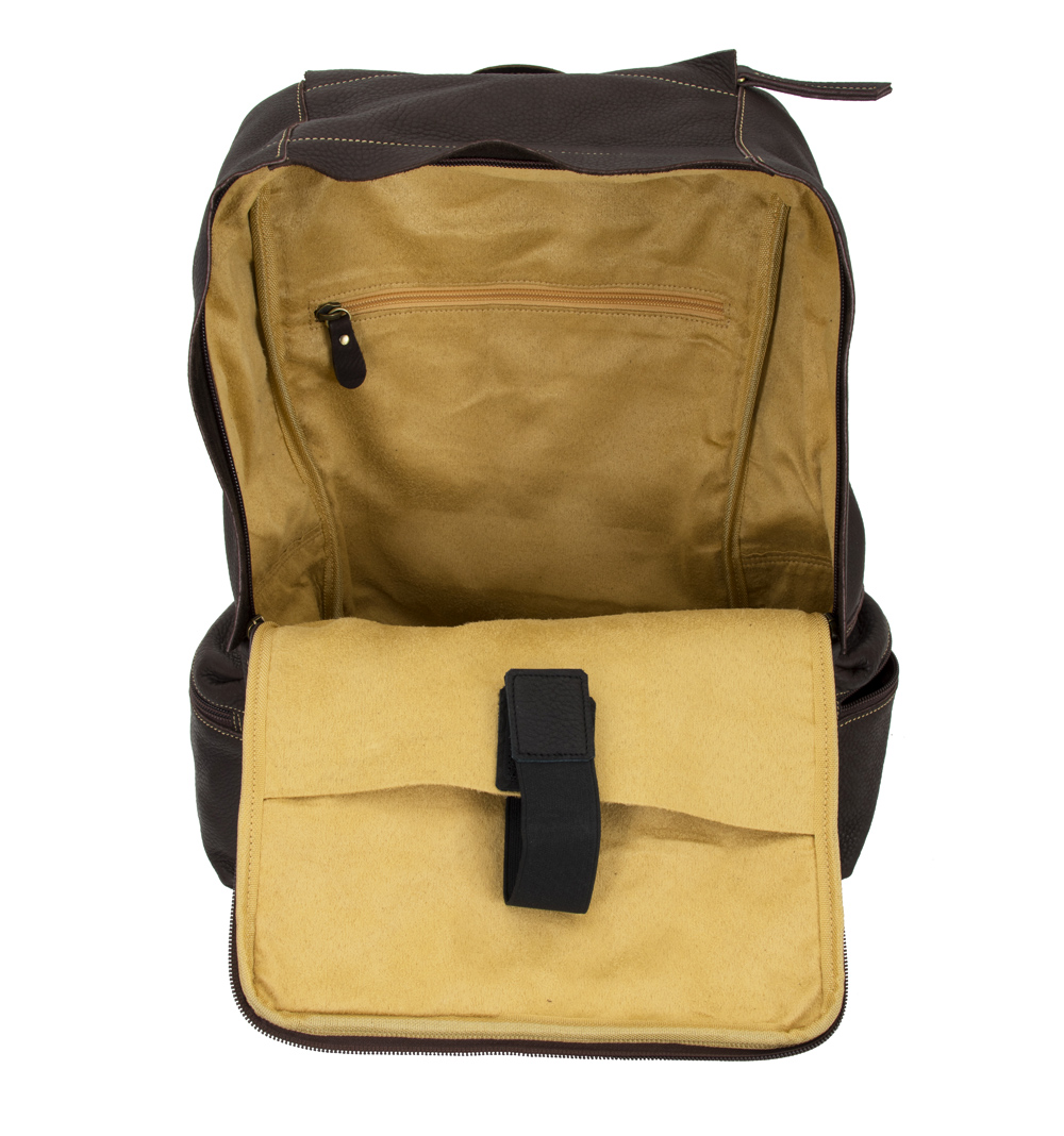 большой рюкзак из мягкой натуральной кожи коричневого цвета