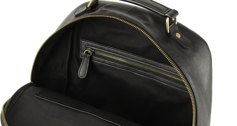 большой городской рюкзак из чёрной натуральной кожи городской