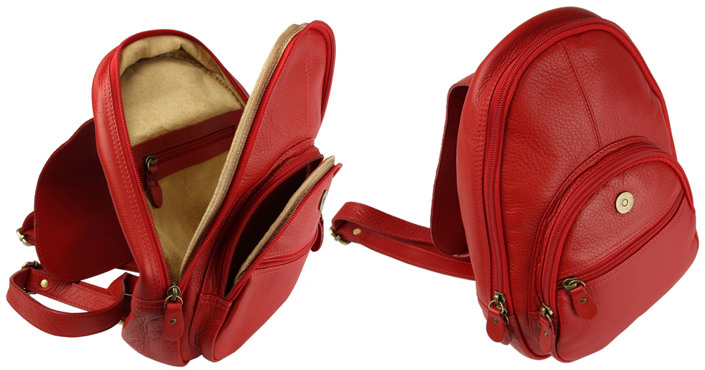 Красный кожаный рюкзак bpj13