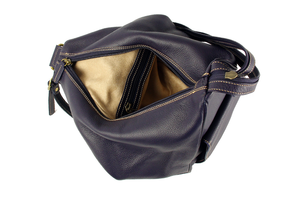 рюкзак из кожи темно синего цвета женский внутренний карман на молнии