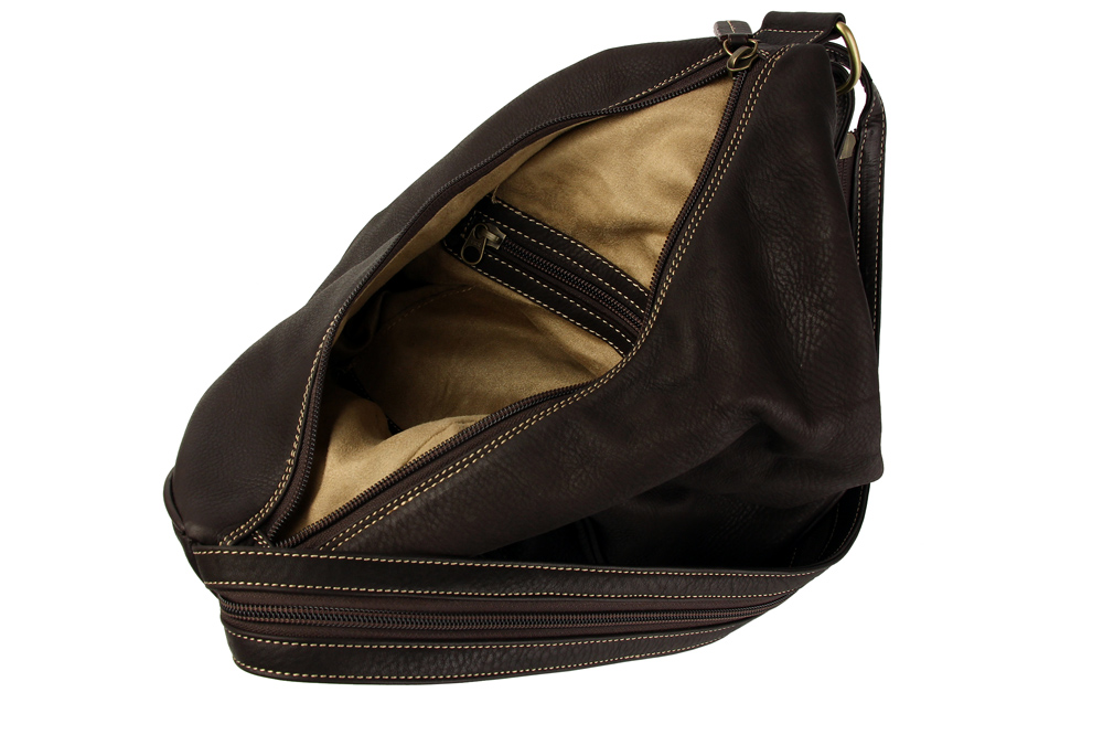 коричневый кожаный рюкзак из мягкой натуральной кожи женский изнутри