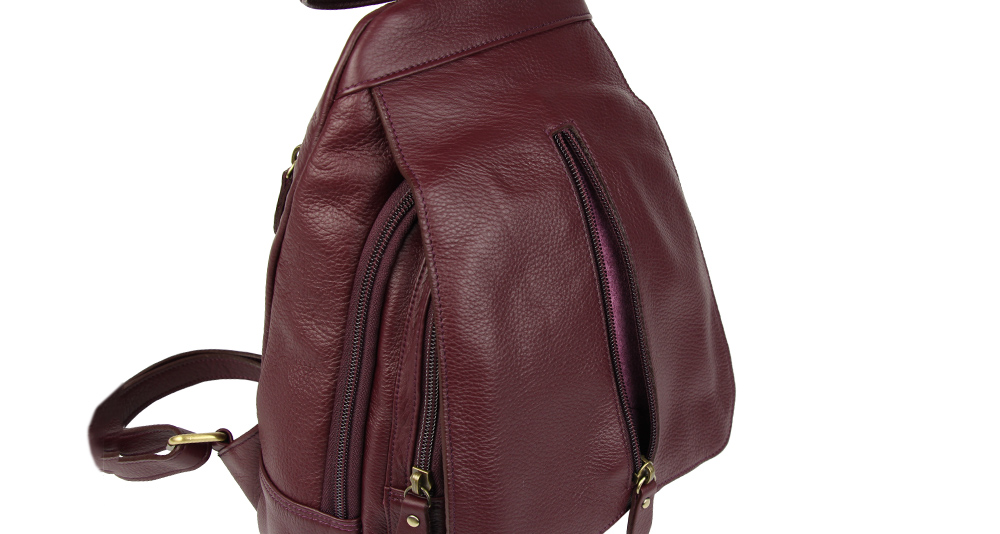 купить фиолетовый женский рюкзак из натуральной кожи