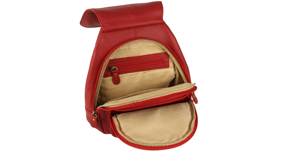 кожаный красный женский рюкзак