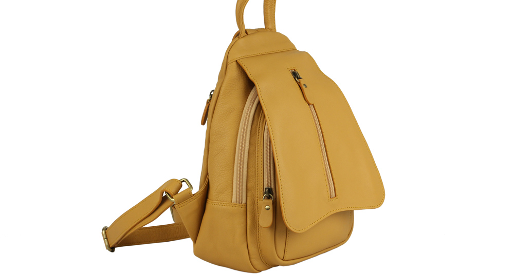 купить желтый женский рюкзак из натуральной кожи