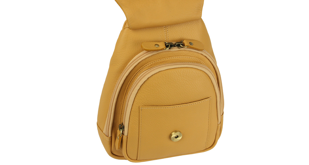 желтый женский рюкзак из натуральной кожи
