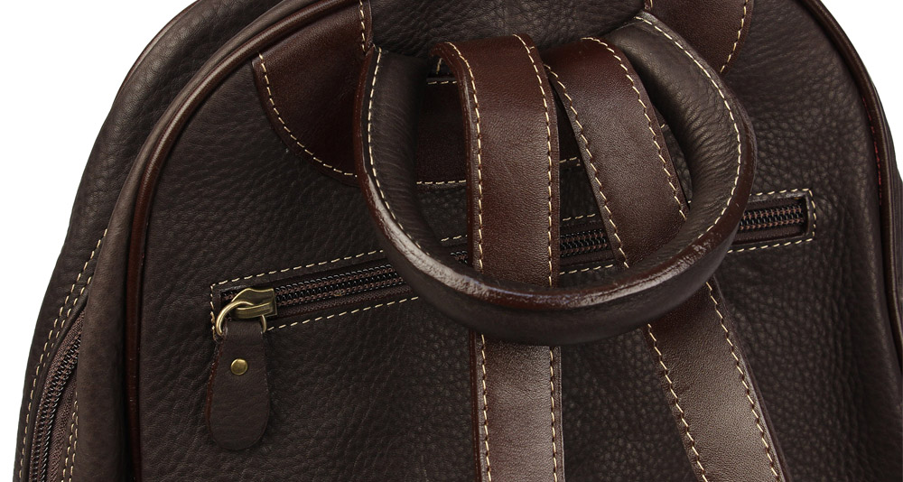 рюкзак из мягкой натуральной темно коричневой кожи