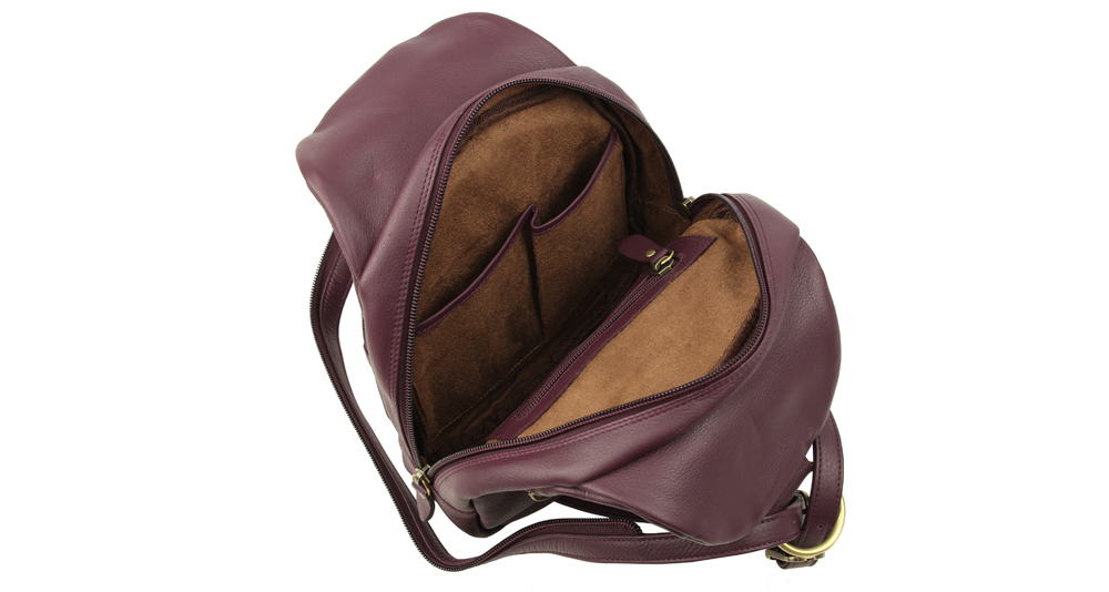 фиолетовый молодежный женский городской рюкзак изнутри