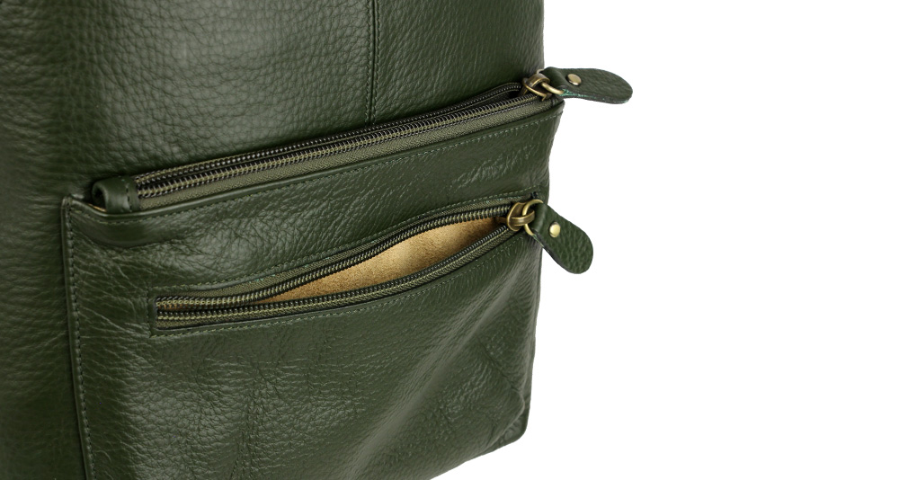 рюкзак из кожи зеленый в стиле унисекс
