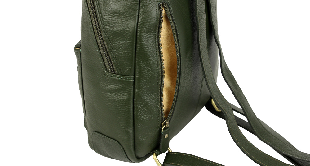 зелёный рюкзак из кожи хороший подарок для девушки