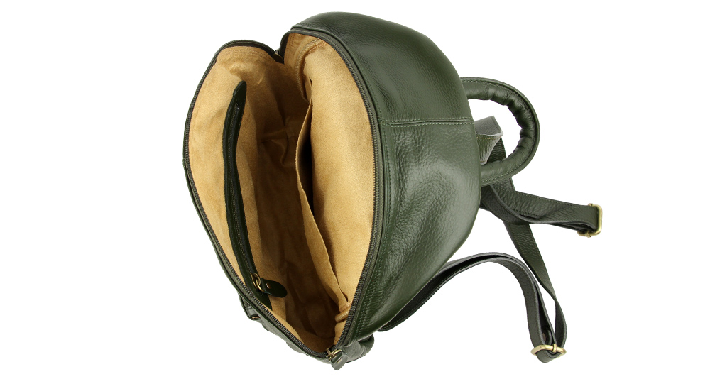 женский рюкзак из кожи зелёного цвета