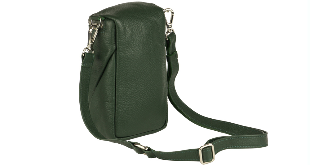 зеленая кожаная вертикальная кросс-боди сумка для мужа