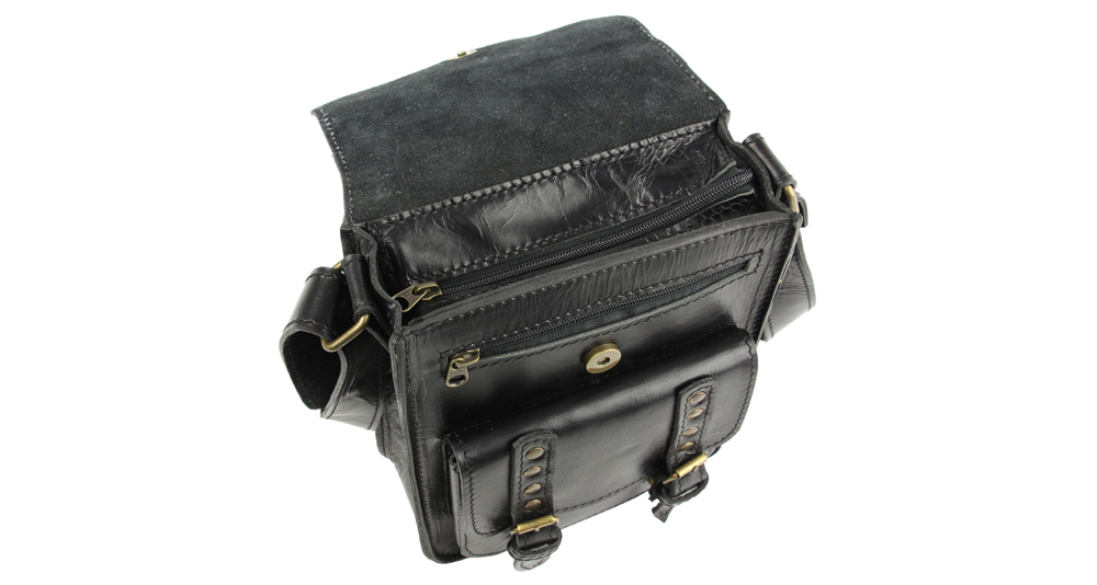 вертикальная кожаная сумка с наплечным ремнём с карманами