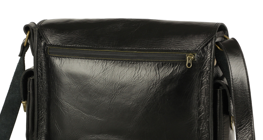 кожаная сумка-мессенджер черного цвета для мужчины