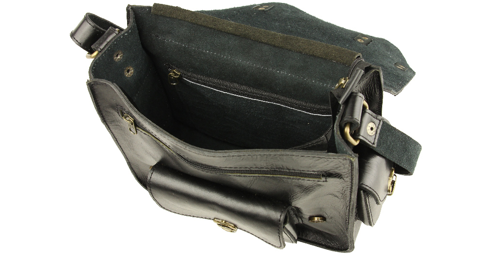 винтажная мужская сумка из натуральной кожи черного цвета
