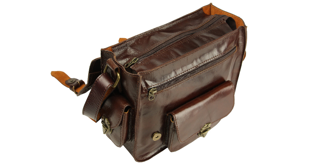 кожаная сумка на плечё из натуральной кожи коричневого цвета