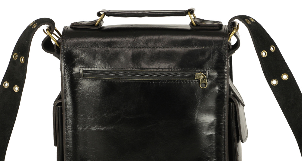 сумка мужская кожаная черная с ручкой и плечевым ремнём
