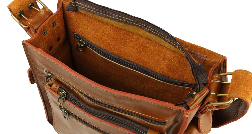 мужская сумка из натуральной кожи терракотового цвета на плечо
