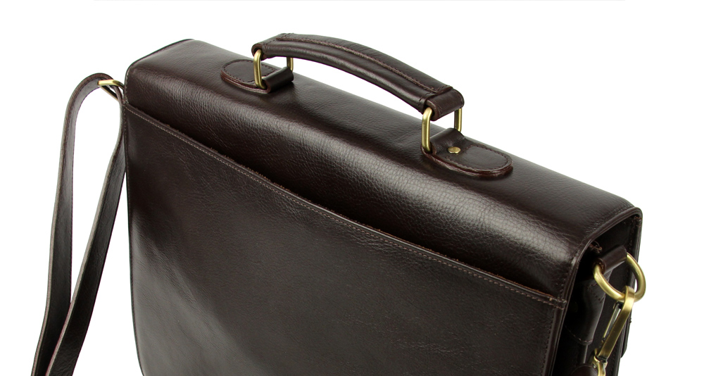 мужской кожаный портфель для деловых встреч и конференций коричневый