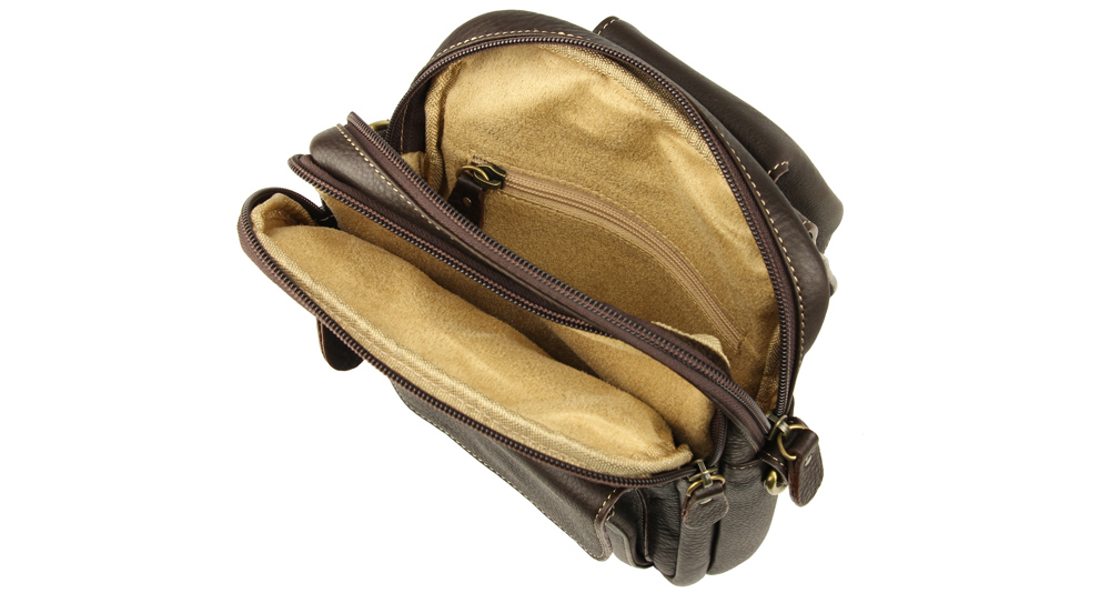 диагональная кожаная коричневая сумка на грудь