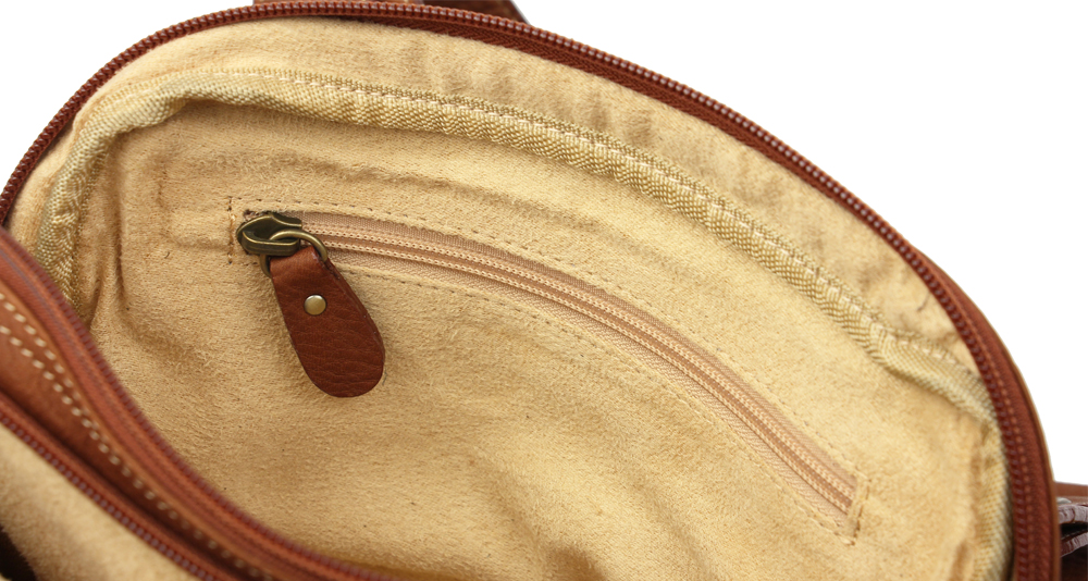 оранжевая кожаная поясная сумка внутренний карман