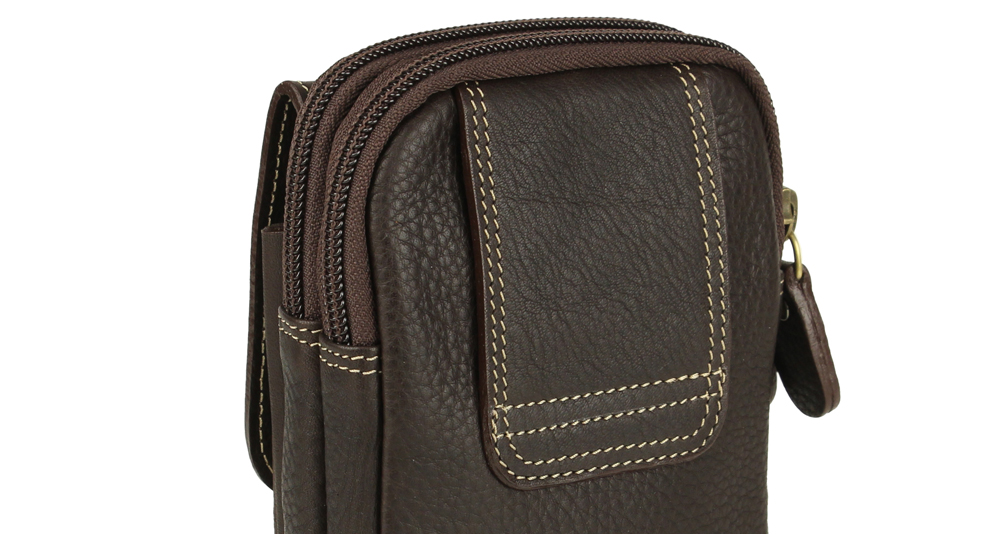 темно-коричневая поясная сумка из кожи на ремень