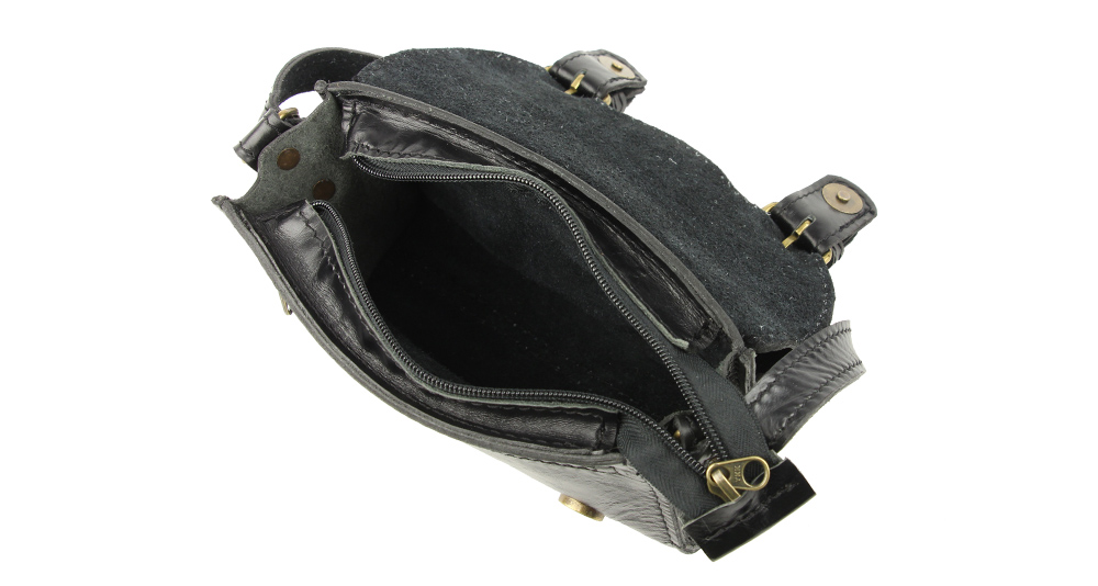 наплечная сумочка из кожи черного цвета Bufalo s-04