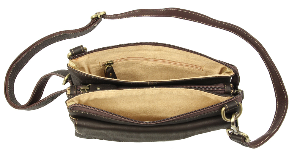 Bufalo SJ-05L brown сумочка из кожи коричневого цвета