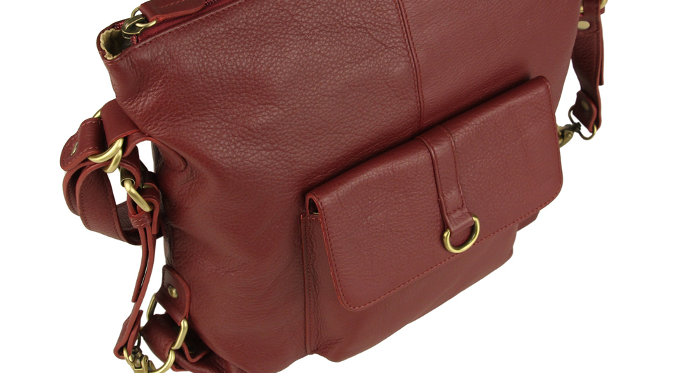сумка-рюкзак из натуральной кожи вишневого цвета