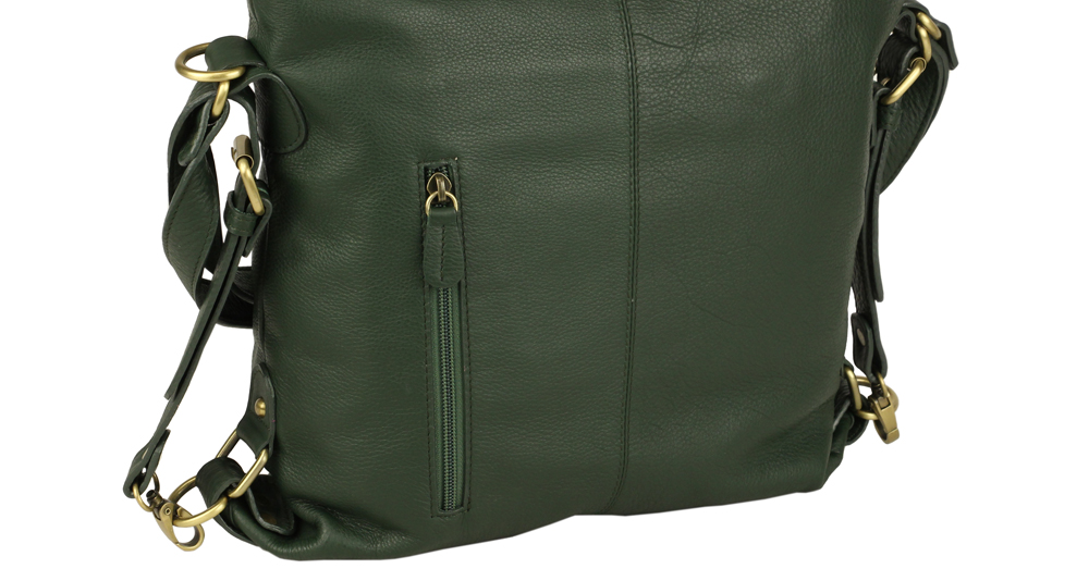 кожаный рюкзак-трансформер зеленого цвета купить