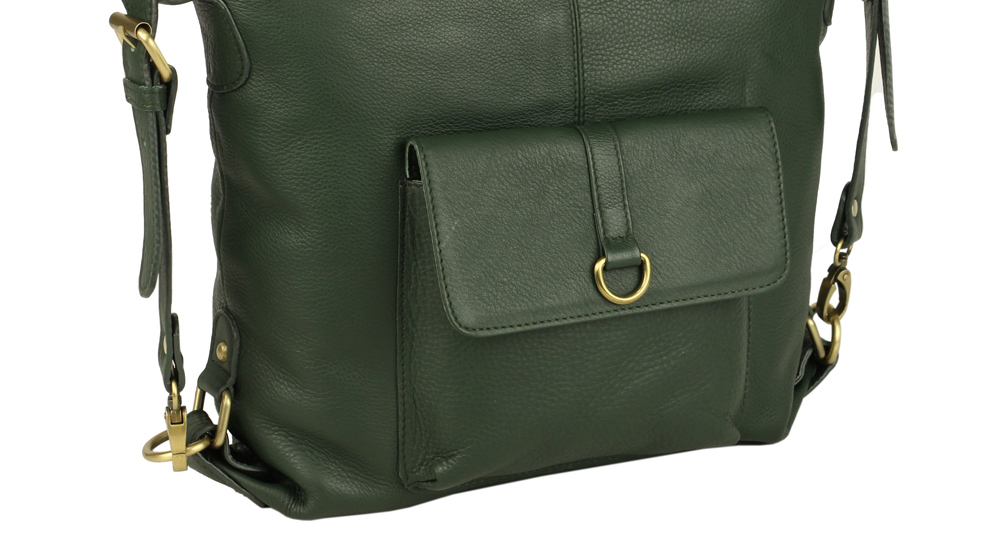 сумка-рюкзак из натуральной кожи зеленевого цвета