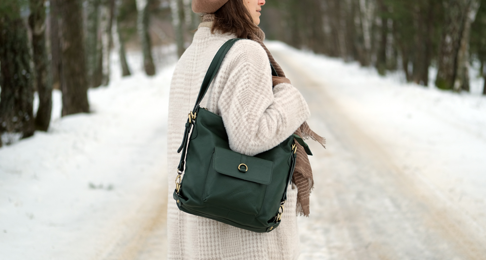ффая женская сумка-рюкзак зеленого цвета