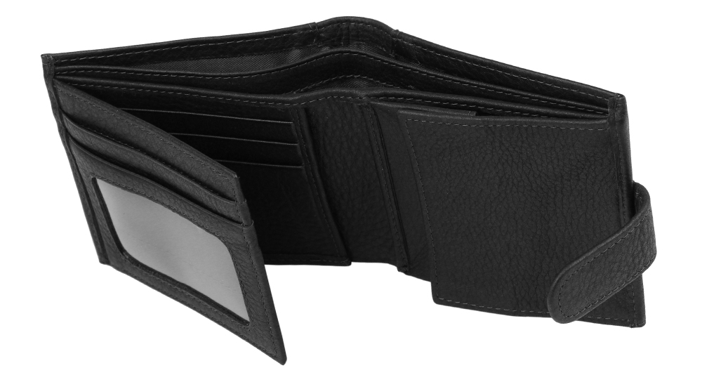 кожаный кошелек черный c отделением для банковских карт