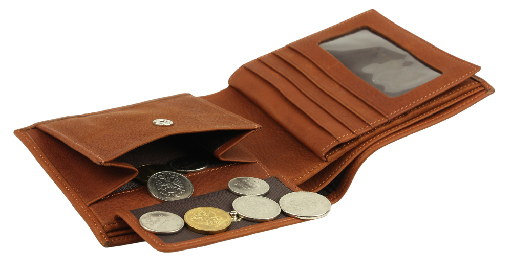оранжевый кошелек из коровьей кожи c отделением для карт и монет