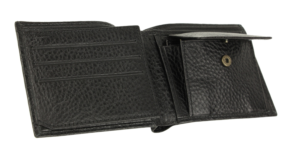 классический черный мужской кожаный кошелек