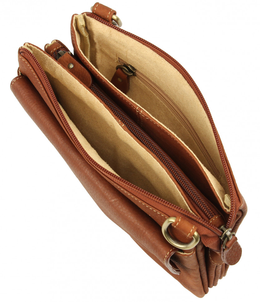 Прямоугольная кросс-боди сумка из мягкой кожи Bufalo SJ-05L кирпичного цвета