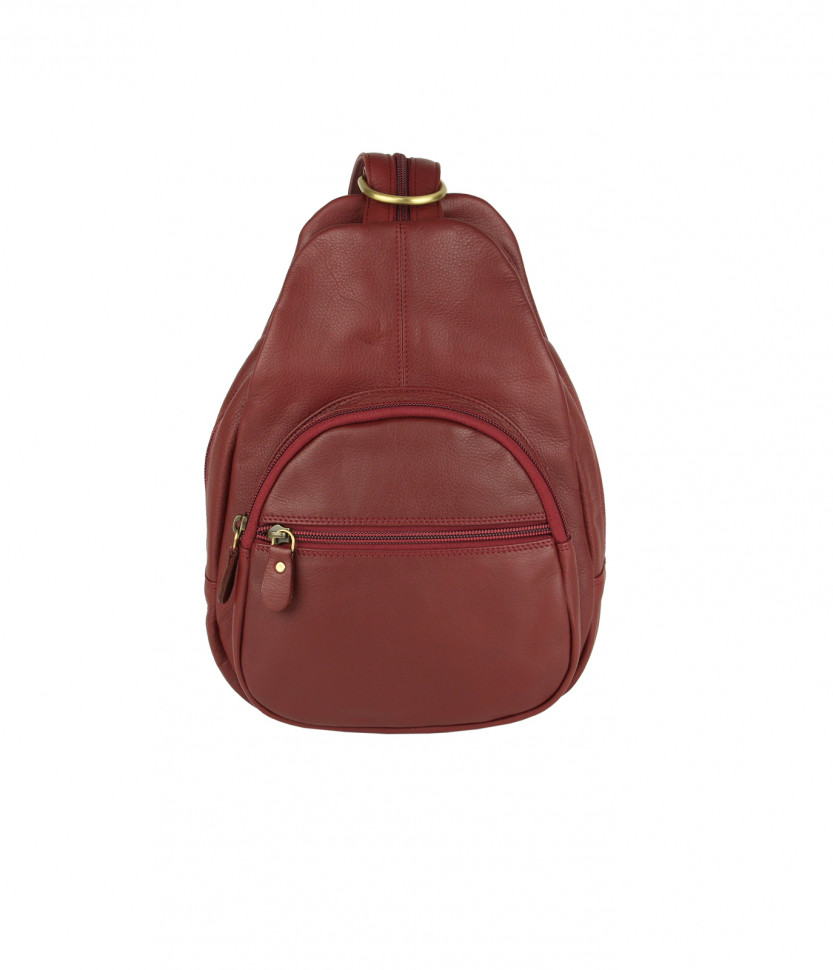 Грушевидный кожаный рюкзак Bufalo BPJ-15 вишневого цвета
