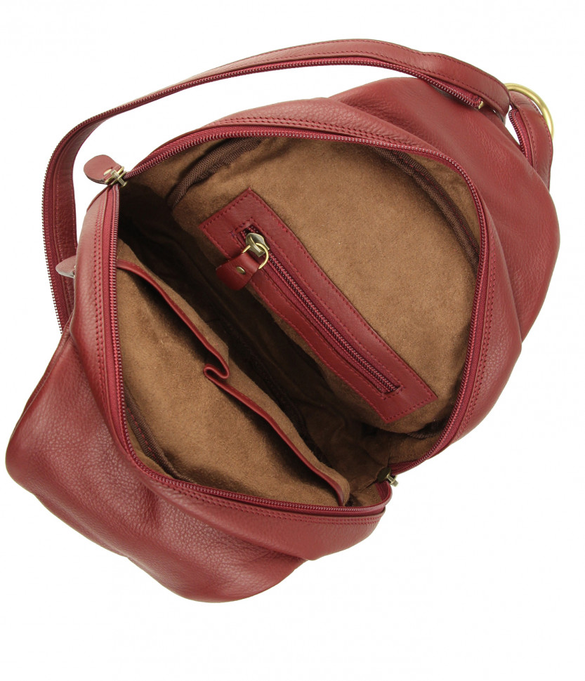 Грушевидный кожаный рюкзак Bufalo BPJ-15 вишневого цвета