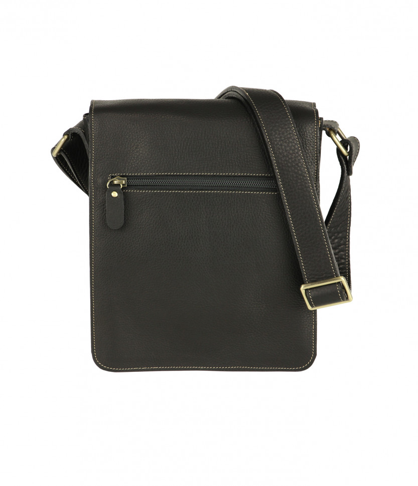 Черная кожаная сумка-планшет с плечевым ремнем Bufalo SMJ-03big