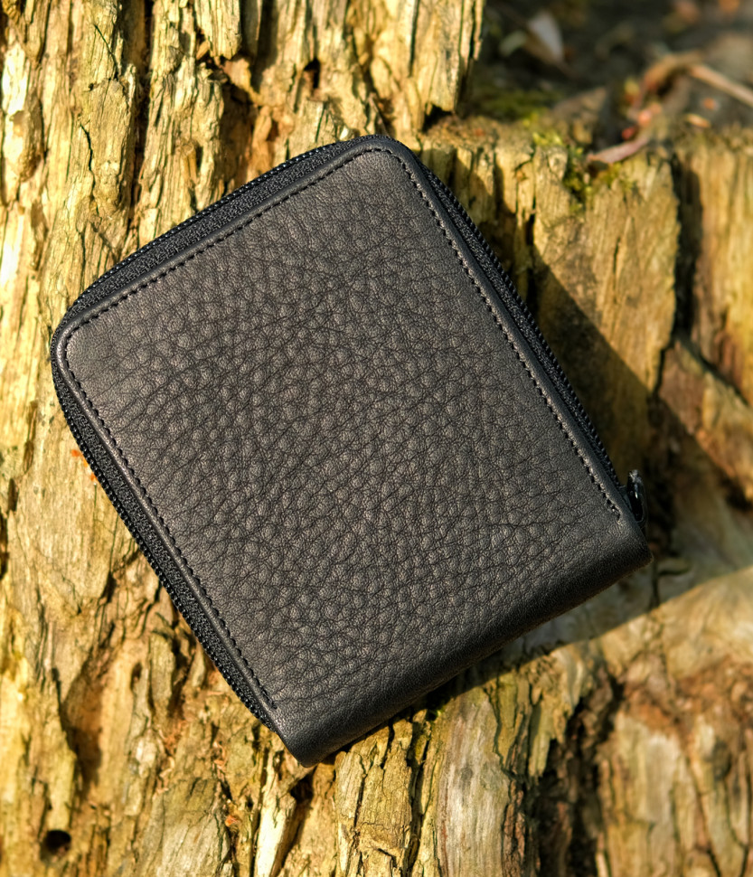 Черный кожаный кошелек из мягкой кожи на молнии Bufalo WLJ-12