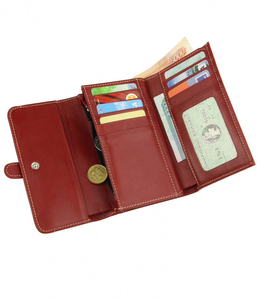 Красный кошелек из кожи наппа Bufalo WLJ-03