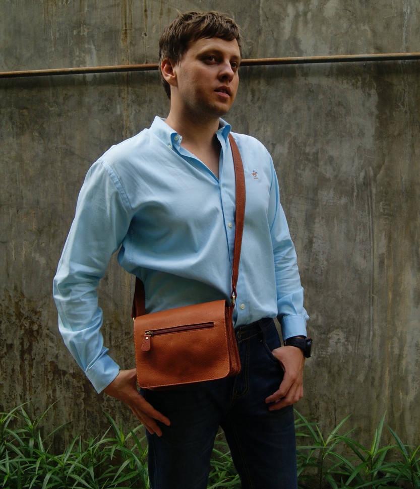 Рыжая маленькая сумочка для мужчин Bufalo SMJ-01