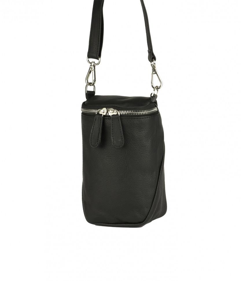 Мини-сумка с плечевым ремнем из кожи черного цвета Bufalo SMJ-08