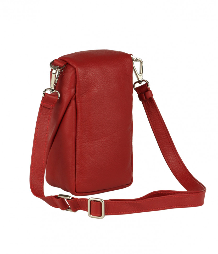 Мини-сумка с плечевым ремнем из кожи красного цвета Bufalo SMJ-08