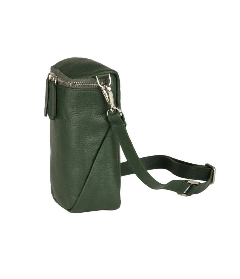 Мини-сумка с плечевым ремнем из кожи зелёного цвета Bufalo SMJ-08