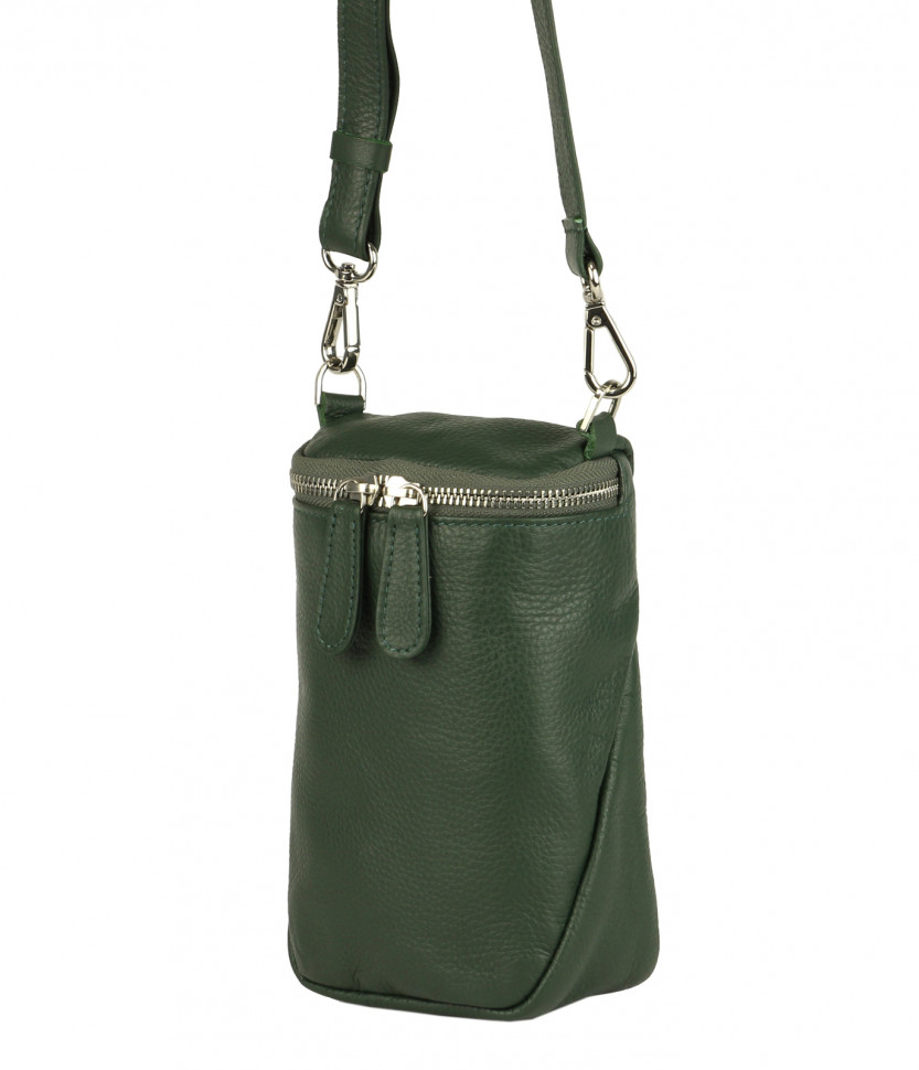 Мини-сумка с плечевым ремнем из кожи зелёного цвета Bufalo SMJ-08